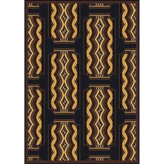 Joy Carpets Any Day Matinee Deco Ticket Rectangle Theater Area Rugs 02 Brown - 7 ft. 8 in. x 10 ft. 9 in.