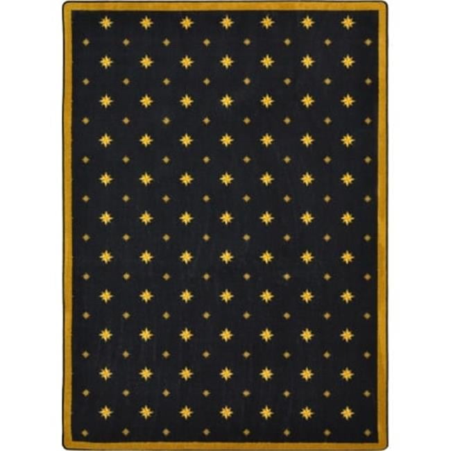 Black and Golden Star Pattern Rectangular Nylon Rug