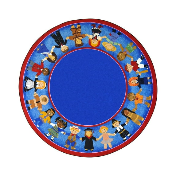 Joy Carpet Kid Essentials Early Childhood Children of Many Cultures Rug Round Multicolor 7'7"