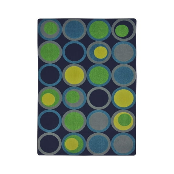 Joy Carpets Kid Essentials Circle Back Teen Area Rugs, 92-Inch by 129-Inch by 0.36-Inch, Navy