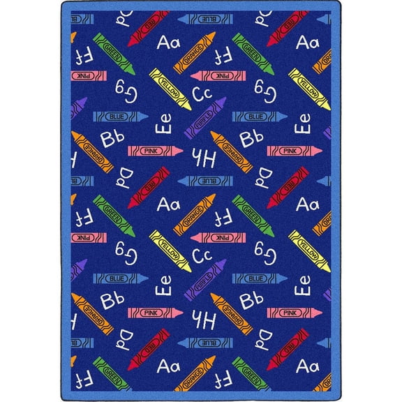 Joy Carpets Playful Patterns Crayons 10'9" x 13'2" Area Rug in Color Blue