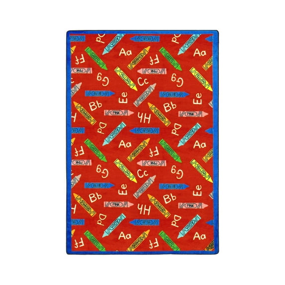 Joy Carpets Crayons 5'4" x 7'8" Area Rug In Color Red