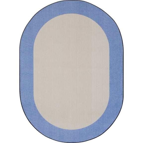 Joy Carpets Kid Essentials Easy Going 7'8" x 10'9" Oval Area Rug in Color Light Blue