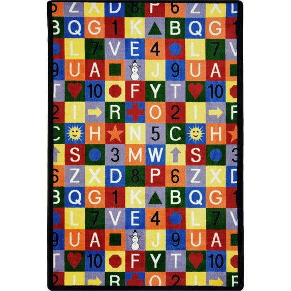 Joy Carpets Edu-Squares 5'4" x 7'8" Area Rug In Color Multi