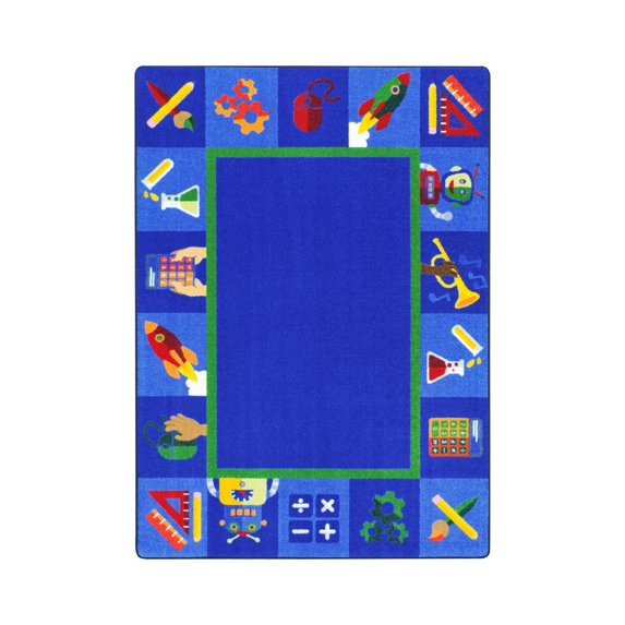 Full STEAM Ahead 5'4" x 7'8" Area Rug In Color Multi-Color:Multi,Material:Nylon