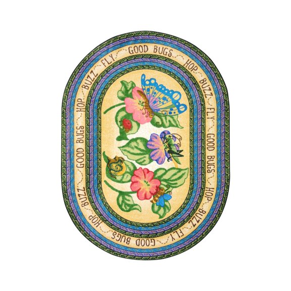 Good Bugs 5'4" x 7'8" Oval Area Rug In Color Multi