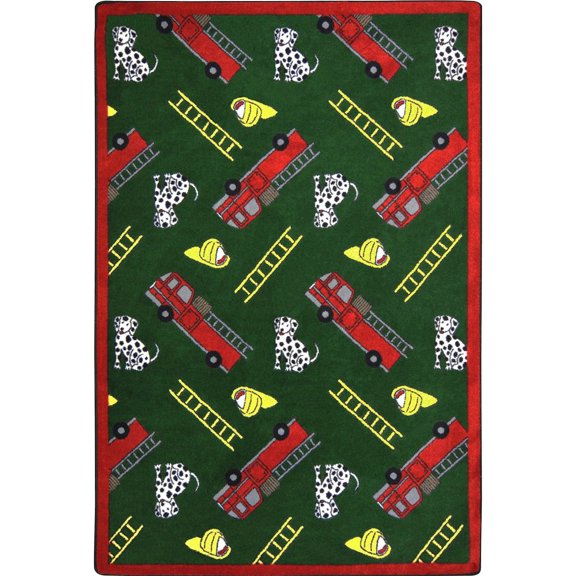 Joy Carpets Playful Patterns Hook and Ladder 5'4" x 7'8" Area Rug in Color Green
