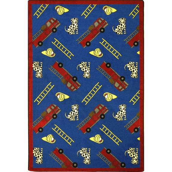 Joy Carpets Playful Patterns Hook and Ladder 7'8" x 10'9" Area Rug in Color Blue