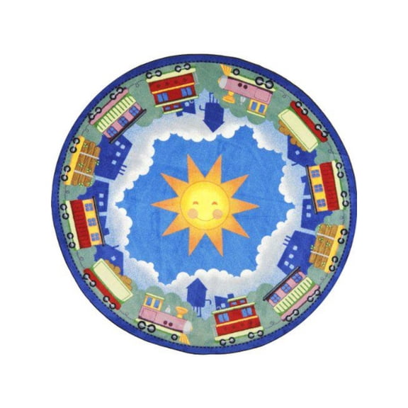 Joy Carpets Kid Essentials In Training 7'8" x 10'9" Oval Area Rug in Color Multi