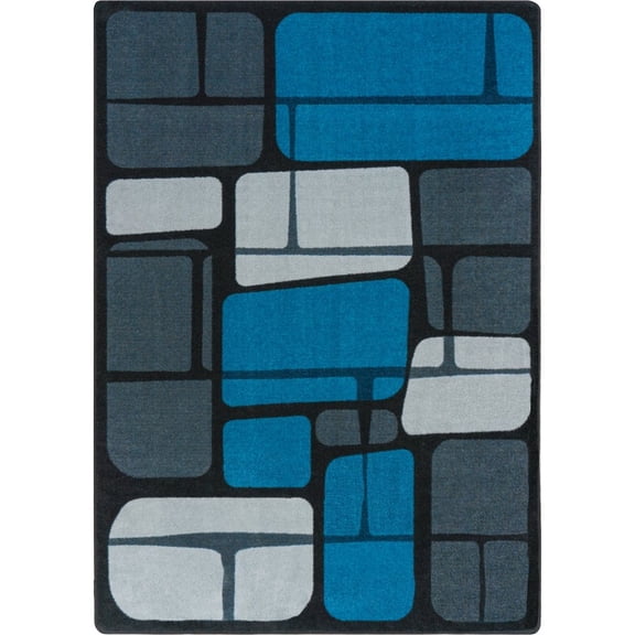 Joy Carpets Kid Essentials BioStones 5'4" x 7'8" Area Rug in Color Marine