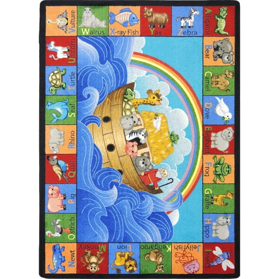 Joy Carpets Kid Essentials Noah's Alphabet Animals 3'10" x 5'4" Area Rug in Color Multi
