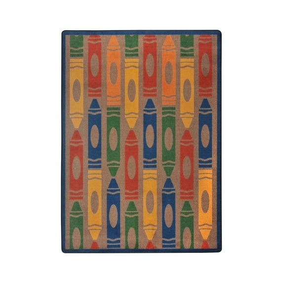Joy Carpets Jumbo Crayons 3'10" x 5'4" Area Rug In Color Earthtone