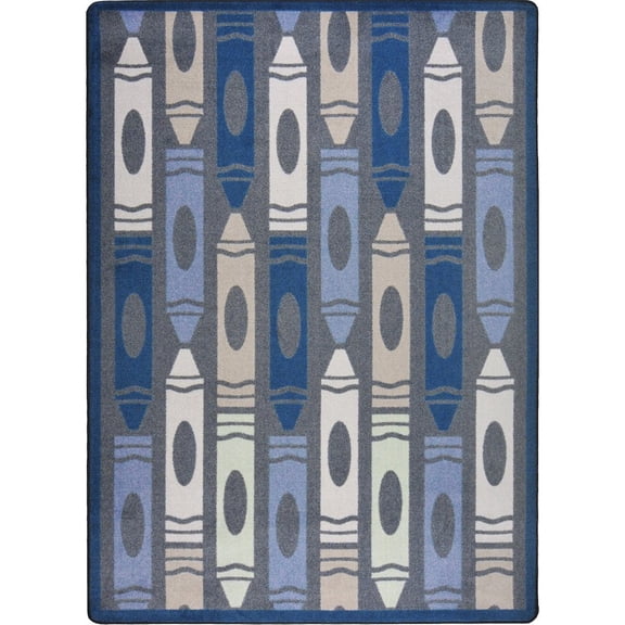 Joy Carpets Playful Patterns Jumbo Crayons 5'4" x 7'8" Area Rug in Color Seaside
