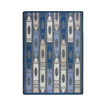 Joy Carpets 1729C-08 Playful Patterns Jumbo Crayons Rectangle Childrens Area Rugs  08 Seaside - 5 ft. 4 in. x 7 ft. 8 in.