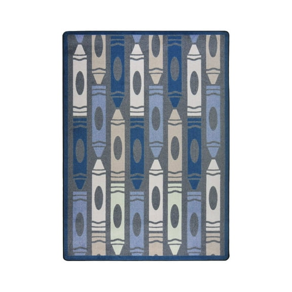 Joy Carpets Playful Patterns Children's Area Rugs Jumbo Crayons Rectangle 5'4" x 7'8" Seaside