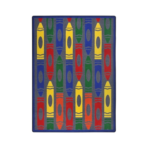 Joy Carpets Jumbo Crayons Kids Area Rug Rainbow 7-ft 8-in 10-ft 9-in