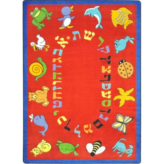 Joy Carpets Kid Essentials ABC Animals Early Childhood Rectangle Rugs 02 Red - 7 ft. 8 in. x 10 ft. 9 in.