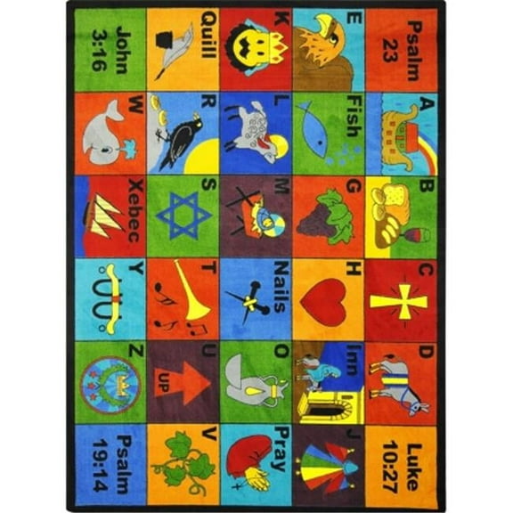 Joy Carpets  Kid Essentials Bible Phonics Rectangle Inspirational Area Rugs Multi Color - 3 ft. 10 in. x 5 ft. 4 in.