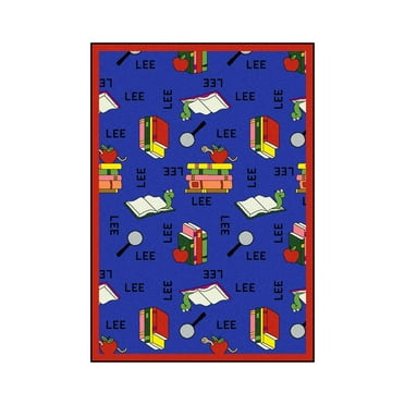 Joy Carpets 1564C-01 Kid Essentials Bookworm Language & Literacy Rectangle Rugs  01 Blue - 5 ft. 4 in. x 7 ft. 8 in.