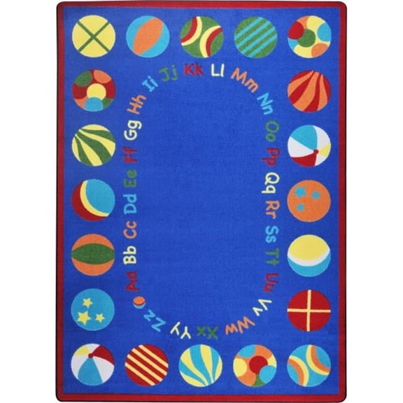 Joy Carpets Kid Essentials Bouncy Balls Early Childhood Oval Rugs Multi Color - 7 ft. 8 in. x 10 ft. 9 in.