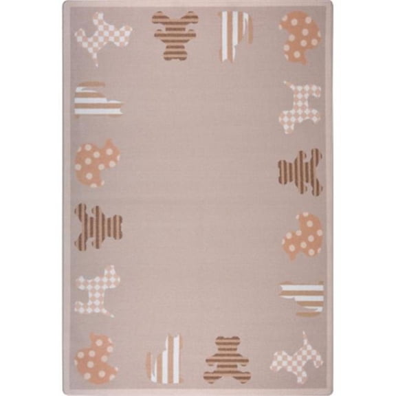 Joy Carpets Kid Essentials Frisky Friends Infants & Toddlers Rectangle Rugs 01 Beige - 3 ft. 10 in. x 5 ft. 4 in.