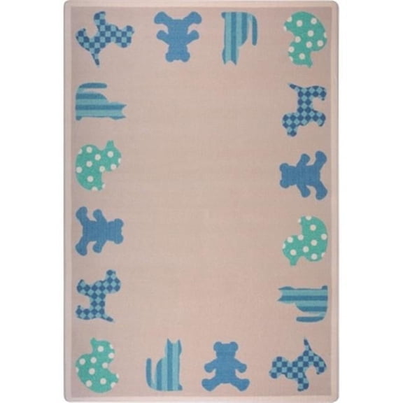 Joy Carpets Kid Essentials Frisky Friends Infants & Toddlers Rectangle Rugs 02 Blue - 5 ft. 4 in. x 7 ft. 8 in.