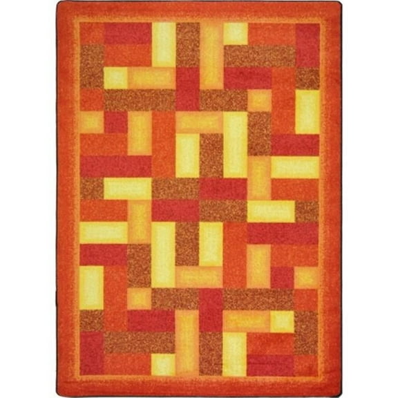 Joy Carpets Kid Essentials Off Beat Rectangle Teen Area Rugs 01 Orange - 5 ft. 4 in. x 7 ft. 8 in.