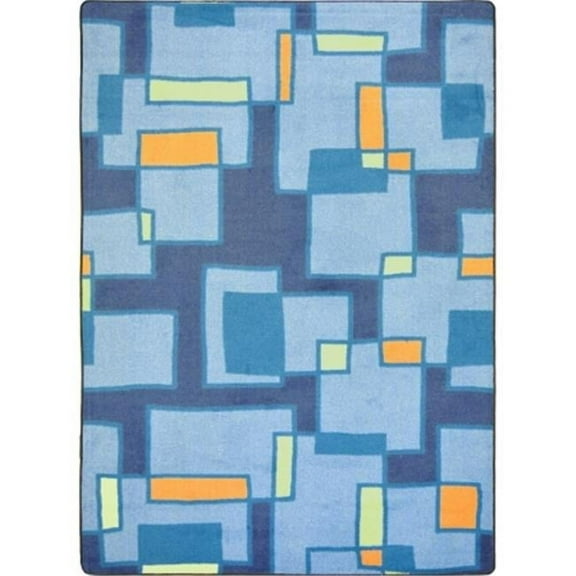 Joy Carpets Kid Essentials Outside the Box Rectangle Teen Area Rugs 01 Cool Blue - 7 ft. 8 in. x 10 ft. 9 in.