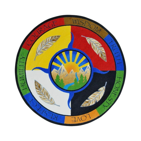 Traditional Teachings 5'4" Round Area Rug In Color Multi-Color:Multi,Material:Nylon