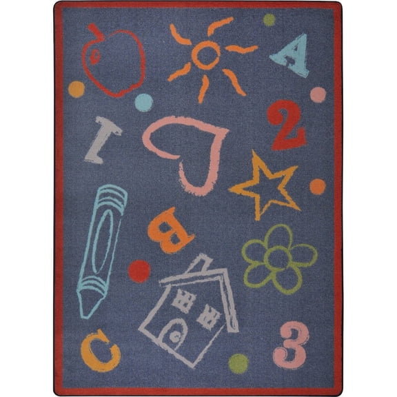 Joy Carpets Playful Patterns Kid's Art 3'10" x 5'4" Area Rug in Color Chalkdust
