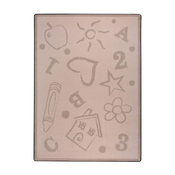 Joy Carpets Playful Patterns Children's Area Rugs Kid's Art Rectangle 5'4" x 7'8" Beige
