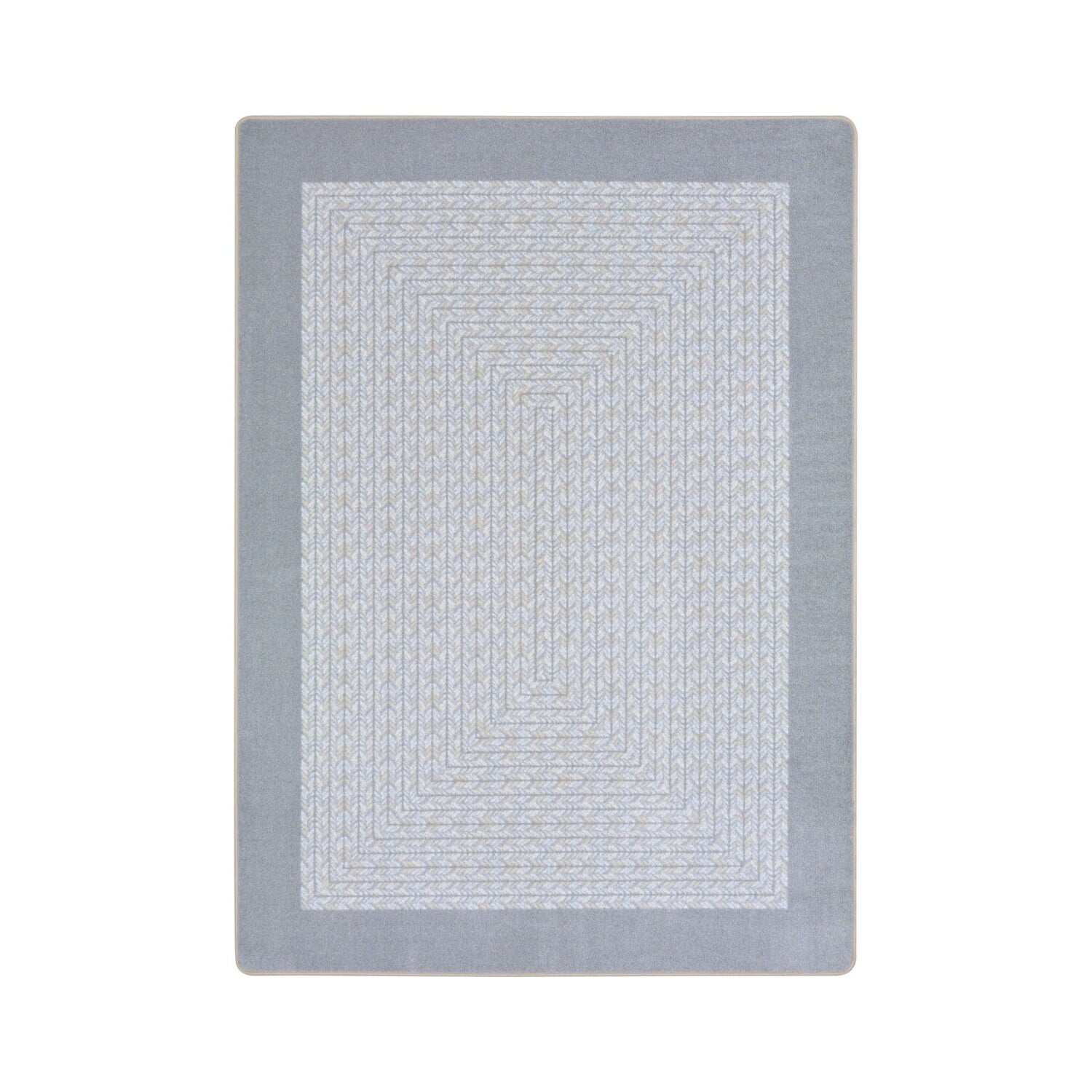 Silver Rectangular Synthetic Braided Area Rug, 64" x 46"