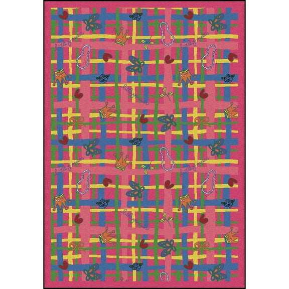 Joy Carpets Playful Patterns My Little Princess 5'4" x 7'8" Area Rug in Color Pink