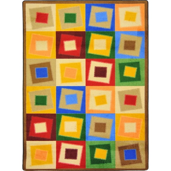 Joy Carpets Kid Essentials Off Balance 3'10" x 5'4" Area Rug in Color Neutrals