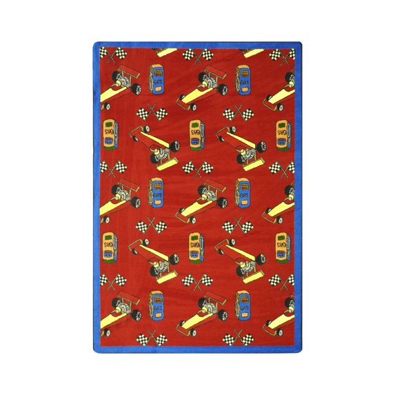 Playful Patterns - Children's Area Rugs Pit Stop, 5'4" x 7'8", Red