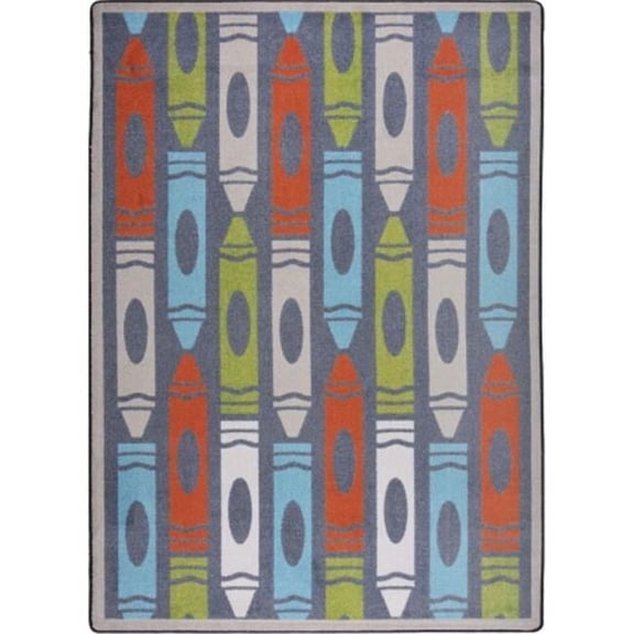 Joy Carpets Playful Patterns Jumbo Crayons Rectangle Childrens Area Rugs 03 Chalkdust - 7 ft. 8 in. x 10 ft. 9 in.