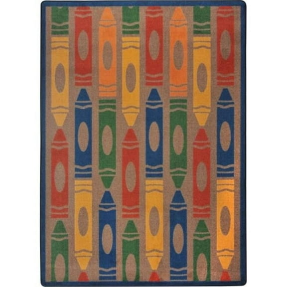 Joy Carpets Playful Patterns Jumbo Crayons Rectangle Childrens Area Rugs 05 Earthtone - 3 ft. 10 in. x 5 ft. 4 in.