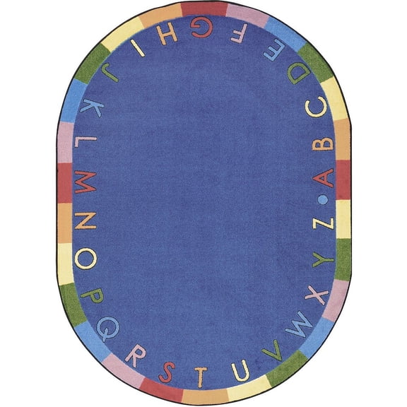 Joy Carpets Kid Essentials Rainbow Alphabet 5'4" x 7'8" Oval Area Rug in Color Pastel