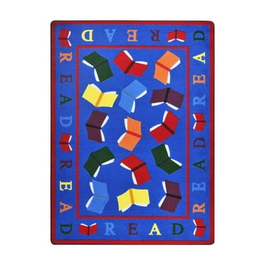 Joy Carpets 1777D Scattered Books Classroom Circle Time & Seating Rectangle Rug  Multi Color - 7 ft. 8 in. x 10 ft. 9 in.