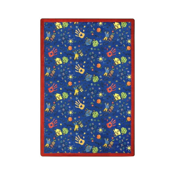Joy Carpets Scribbles 3'10" x 5'4" Area Rug In Color Blue
