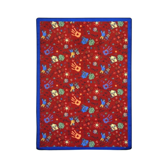 Playful Patterns - Children's Area Rugs Scribbles, 7'8" x 10'9", Red
