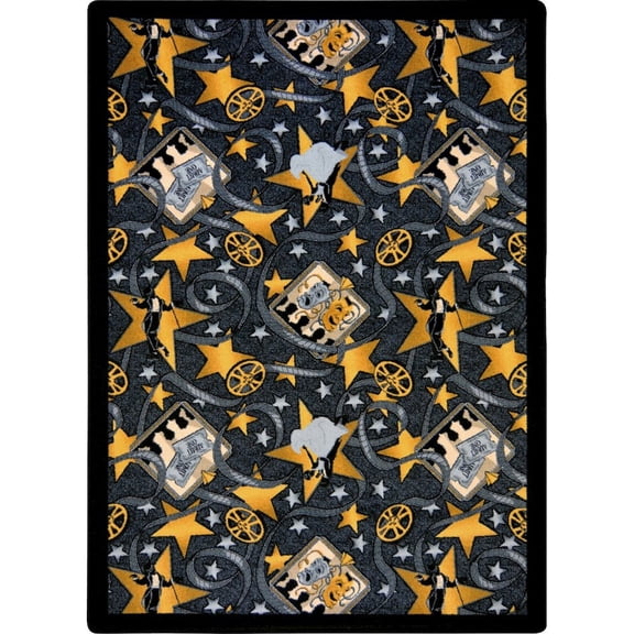 Joy Carpets Any Day Matinee Silver Screen 7'8" x 10'9" Area Rug in Color Charcoal