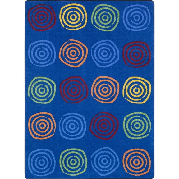 Joy Carpets Kid Essentials Simply Swirls 5'4" x 7'8" Area Rug in Color Rainbow