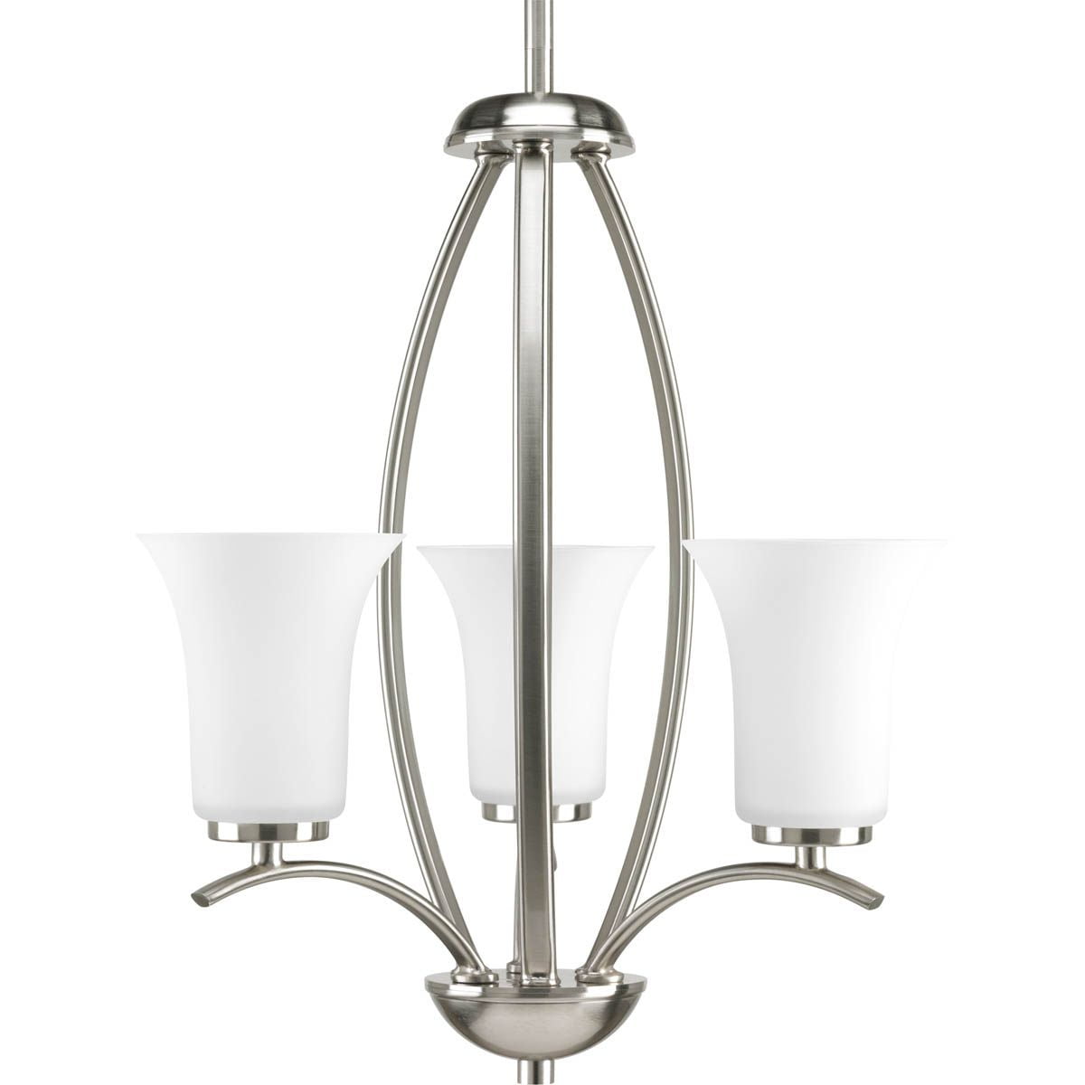 Brushed Nickel Mini 3-Light Foyer Chandelier with Fluted Glass Shades