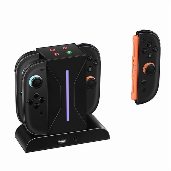 Joy-Con Charging Dock Station for Switch 2 , 4-in-1 RGB LED Charger with 8 Light Modes & LED Indicators,Fast Charging Stand for Nintendo Switch 2 Controllers