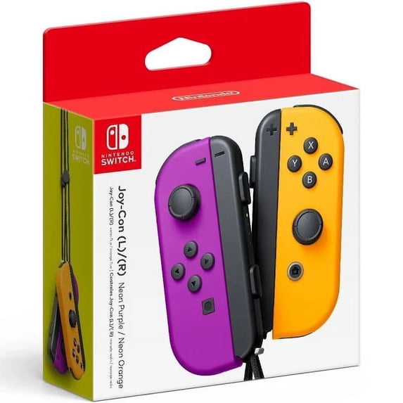 Joy Con Controllers - Nintendo Switch - Neon Purple/Neon Orange