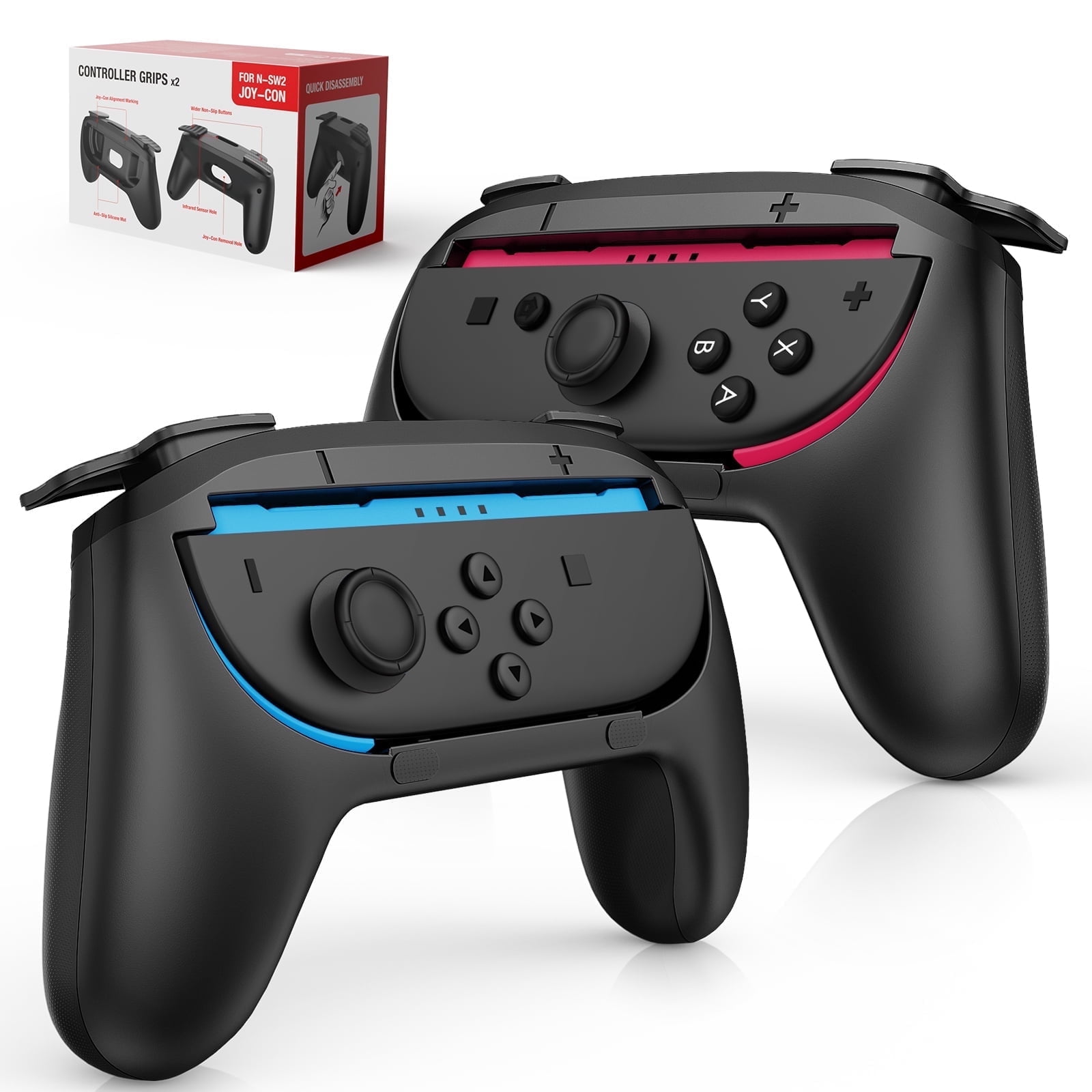 Lmcpa Joy-Con Grips Compatible with Nintendo Switch 2, Wear-Resistant Comfort Controller, Switch 2 Accessories, Switch 2 Joy Con Grip 2025, Joy Cons Controller, 2 Pack, Black