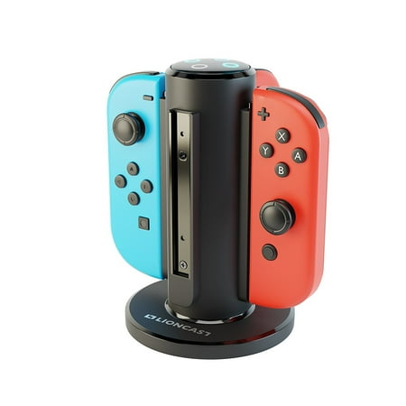 Joy-Con Quad-Charger Compatible for Switch, Controller Charging Station with USB-C Port and LED Charge Display - Black