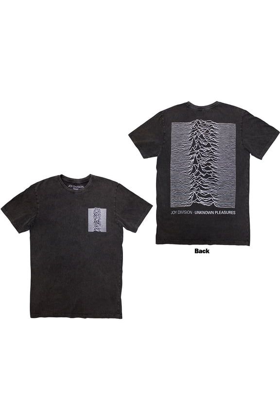 Joy Division Unisex Stone Wash T-Shirt Pulsar Pocket Wave (Charcoal Grey) (Back Print) (XX-Large)
