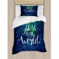 thumbnail image 1 of Joy Duvet Cover Set Twin Size, Christmas Lettering Dotted Blurred Background Joy to the World Calligraphy Modern, Decorative 2 Piece Bedding Set with 1 Pillow Sham, Dark Blue White, by Ambesonne, 1 of 3